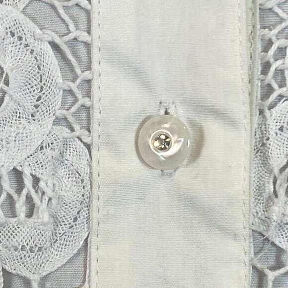 NWT Adobe Rose White Button-Down Lace Overlay Top Sz L #102P - Picture 7 of 10